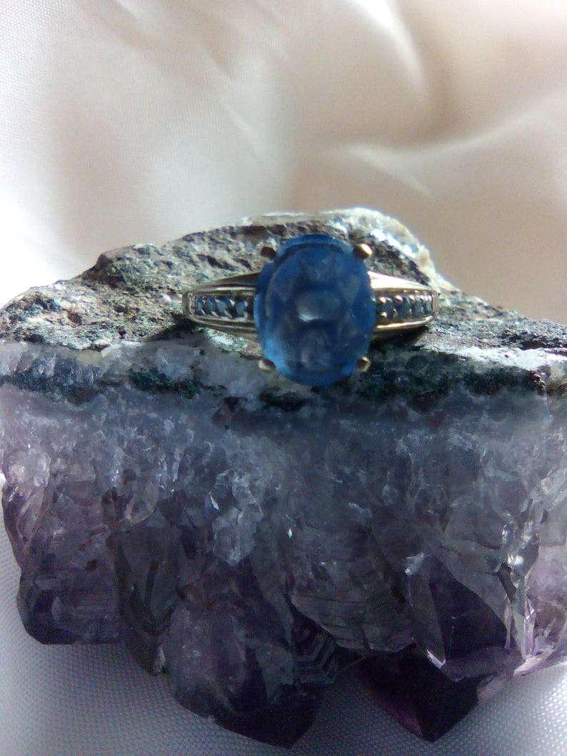 Color Change Blue Fluorite and Sterling Silver Ring OOAK