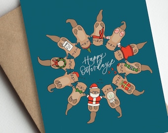 Happy Otterdays Card | Cute Greeting Card | 4.25" x 5.5" Folded Card | Envelope | Blank Inside | Designed in Los Angeles