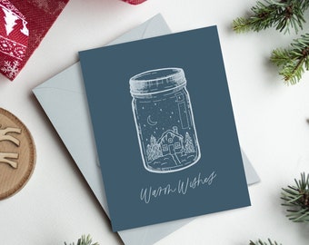 Warm Wishes Christmas Card | Cute Greeting Card | 4.25" x 5.5" Folded Card | Gift | Envelope | Blank Inside | Designed in Los Angeles