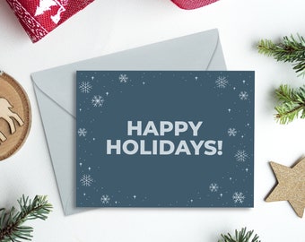 Happy Holidays NAVY BLUE | Christmas Card | Greeting Card | 4.25" x 5.5" Folded Card | Envelope | Blank Inside | Designed in Los Angeles
