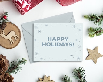 Happy Holidays LIGHT BLUE | Christmas Card | Greeting Card | 4.25" x 5.5" Folded Card | Envelope | Blank Inside | Designed in Los Angeles