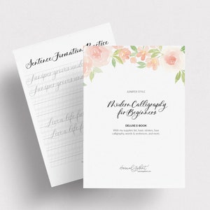 Hoja de trabajo de caligrafía de Juniper – 50 páginas de contenido – Descarga digital de libro electrónico de lujo