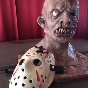 Demented Creature Jason Voorhees latex mask w/Fiberglass Hockey Mask