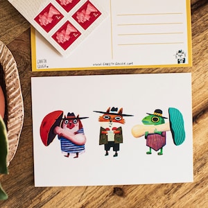 Carte postale des butineurs de champignons