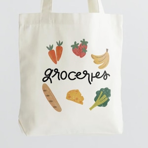 Grocery Shopping Illustrated Reusable Tote Bag