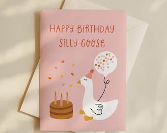 Silly Goose Birthday Card | Cake Illustration