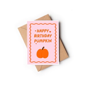 Gelukkige pompoenverjaardagskaart | Verjaardagskaart herfst, BFF-verjaardagskaart, feestkaart, verjaardagscadeau, unieke kaart | Wenskaart: