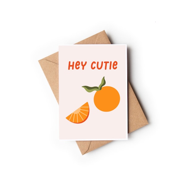 Hey Cutie Card | You're Cute Card, Flirty Card, Fun Friendship Card, Relationship Card, Girlfriend and Boyfriend Card | Greeting Card