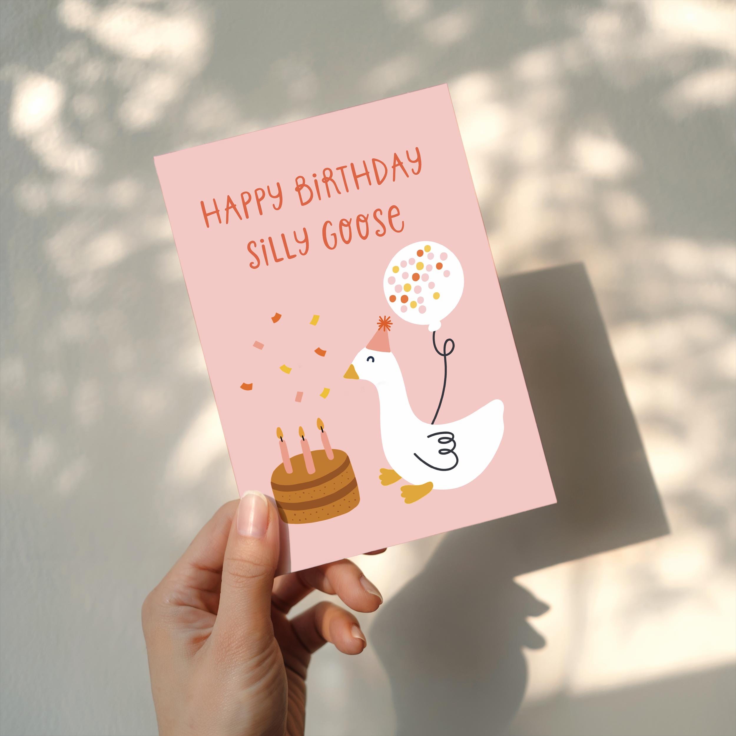 Silly Goose Birthday Card | Cake Illustration - Etsy