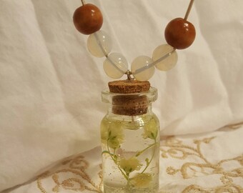 Sparkly Real Baby's Breath Resin Jar Bottle Necklace
