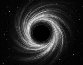 Black Hole — Abstract Vortex on Black Background, Digital Art, Cosmic Wall Decor