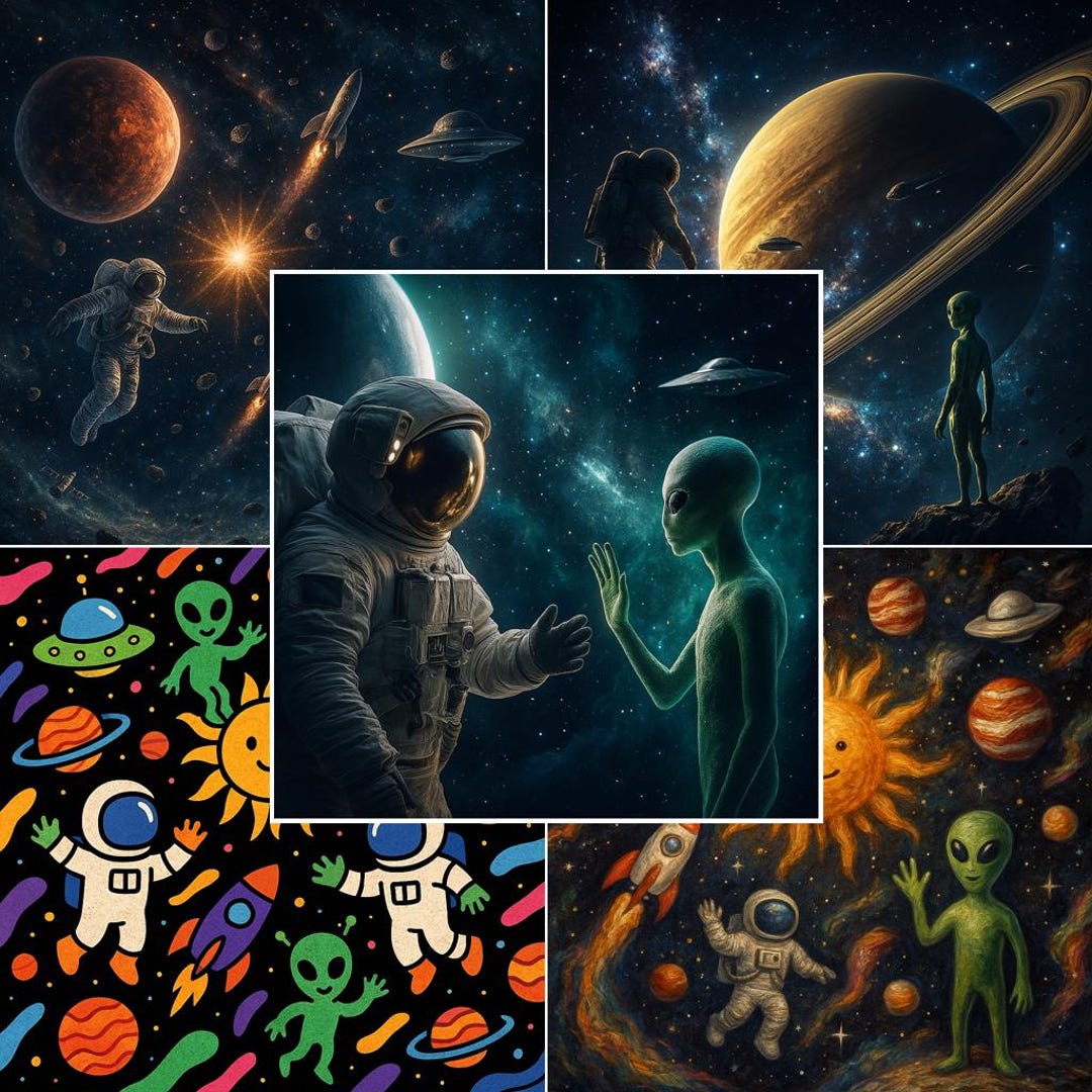 Worlds Merge – Abstract Cosmic Digital Art Print | Neon Space Wall ...