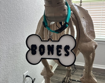 3D Printed Custom Large Dog Bone Name Tag for 7ft Skelly Dog multiple colors