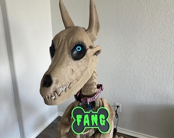 3D Printed Custom Large Dog Bone Name Tag for 5ft Skelly Dog Inverted Colors