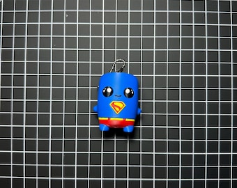 3D Printed Blue Superhero Sprite Keychain | Cute Gaming Companion | Collectible Character Keychain | Backpack Charm | Desk Buddy