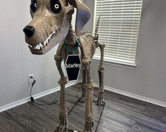 3D Printed Custom Dog Coffin Name Tag for 7ft Skelly Dog/horse black/white