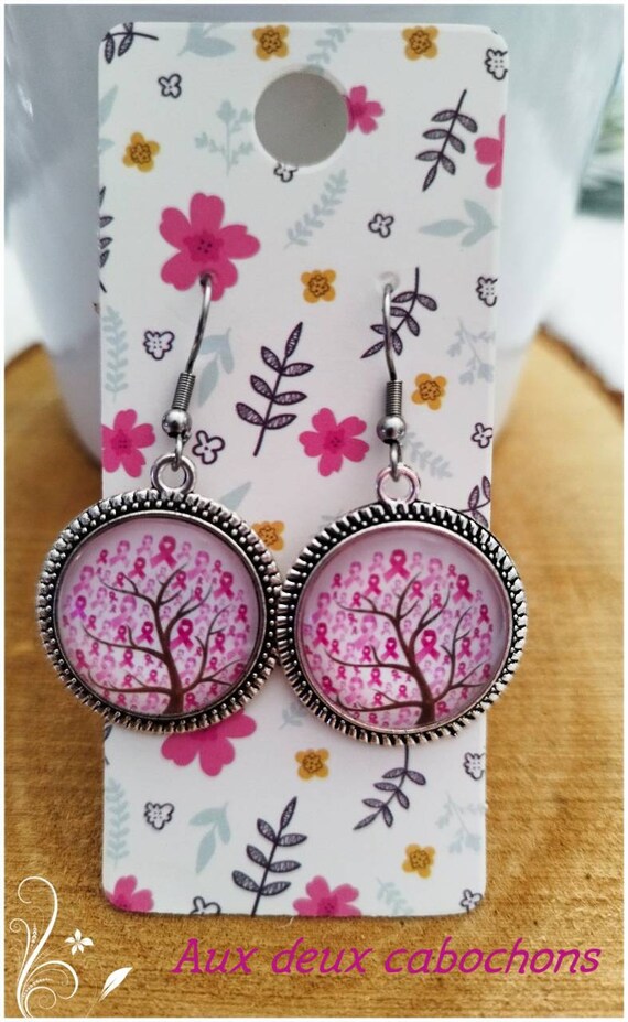 Boucles D'oreilles Octobre Rose - Les Créations En Bois D'Ernest