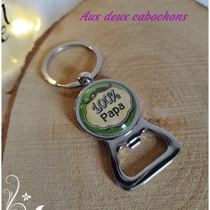 cadeau-idee sleutelhanger flesopener met cabochon 100% papa.