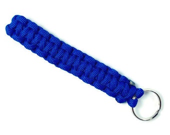 Blue Paracord Keychain Braided Lanyard King Ring Hook for Keys and Outdoor Camping, Hiking, & Backpack