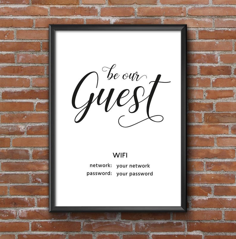 WIFI Password printable PRINTABLE art Be Our Guest WiFi | Etsy