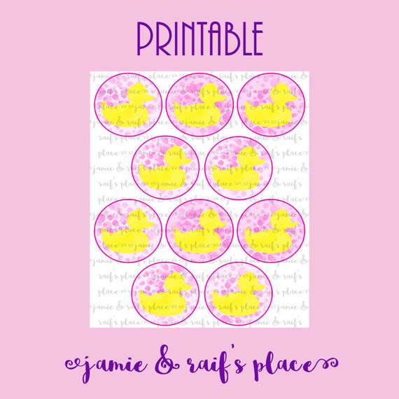 Printable Pink Rubber Duck Baby Shower Cupcake Toppers Etsy