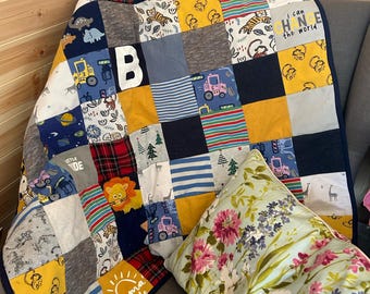Personalised Memory Quilt from Clothing | Custom Patchwork Keepsake Blanket,  Heirloom
