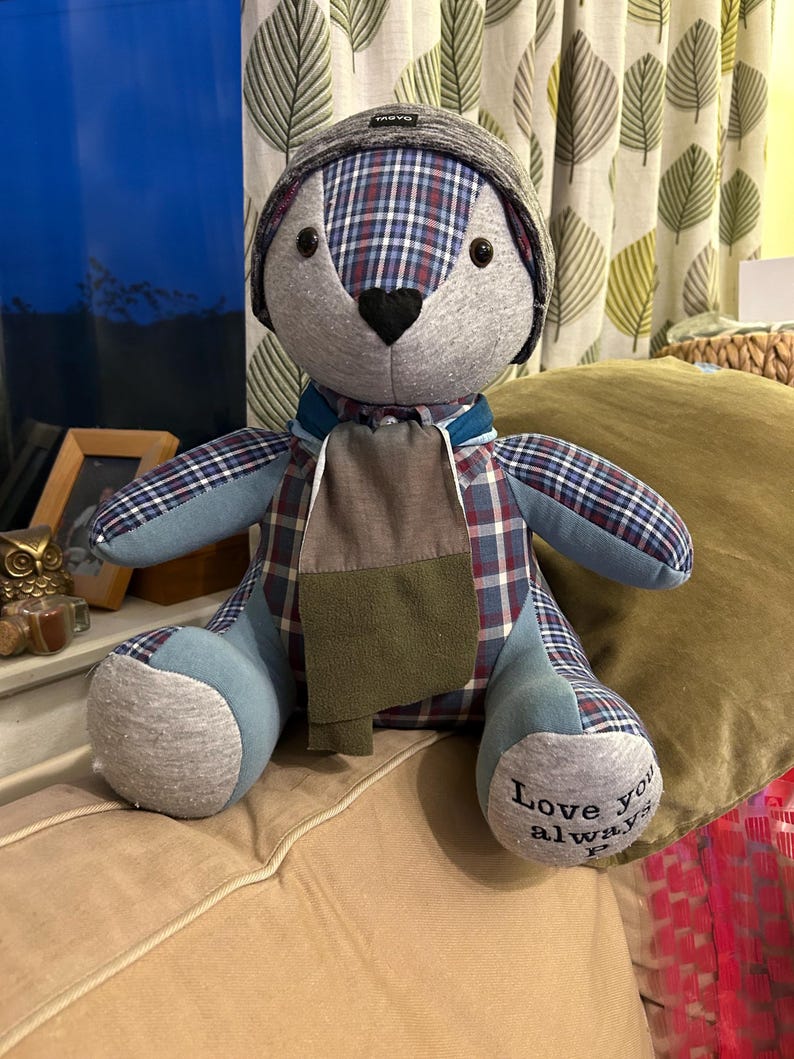 Memory Keepsake Bear Made From Loved One’s Clothing – Memorial Teddy – Bereavement Sympathy Gift image 11