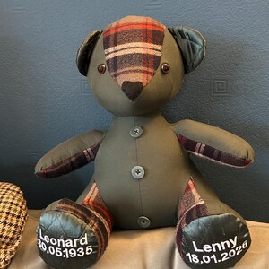 Memory Keepsake Bear Made From Loved One’s Clothing – Memorial Teddy – Bereavement Sympathy Gift image 15