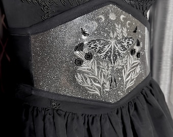 Black Luna moth corset belt