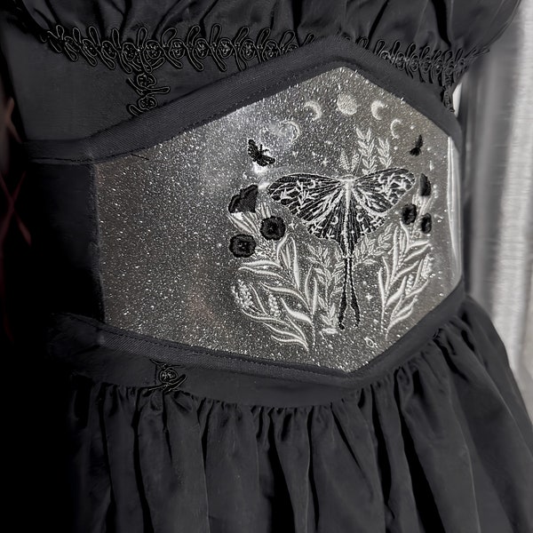 Black Luna moth corset belt
