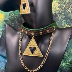 Legend of Zelda inspired Triforce choker and earring set