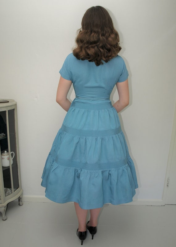 SALE! 1950's PARTY DRESS, light blue, fit and fla… - image 3