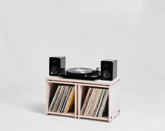 Modular Record Storage Console  // set of 2 with top