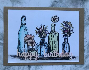 Flower Mantle Happy Birthday Card