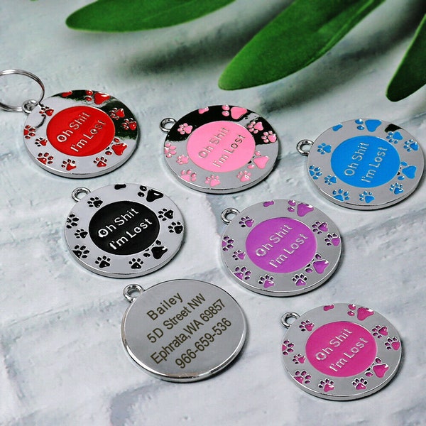 Personalised Pet Id Tag,Dog Oh S* I'm Lost ,Engraved,deep engraving,dog Tags