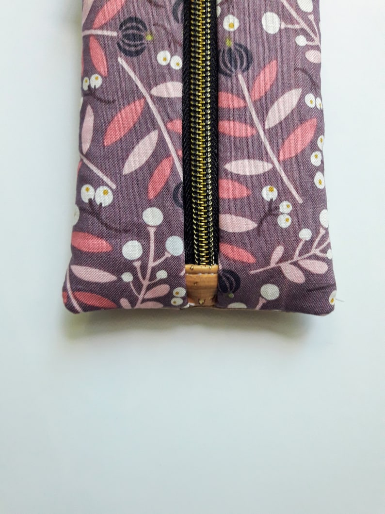 travel eco friendly purple floral pouch small make up bag cork pencil pouch