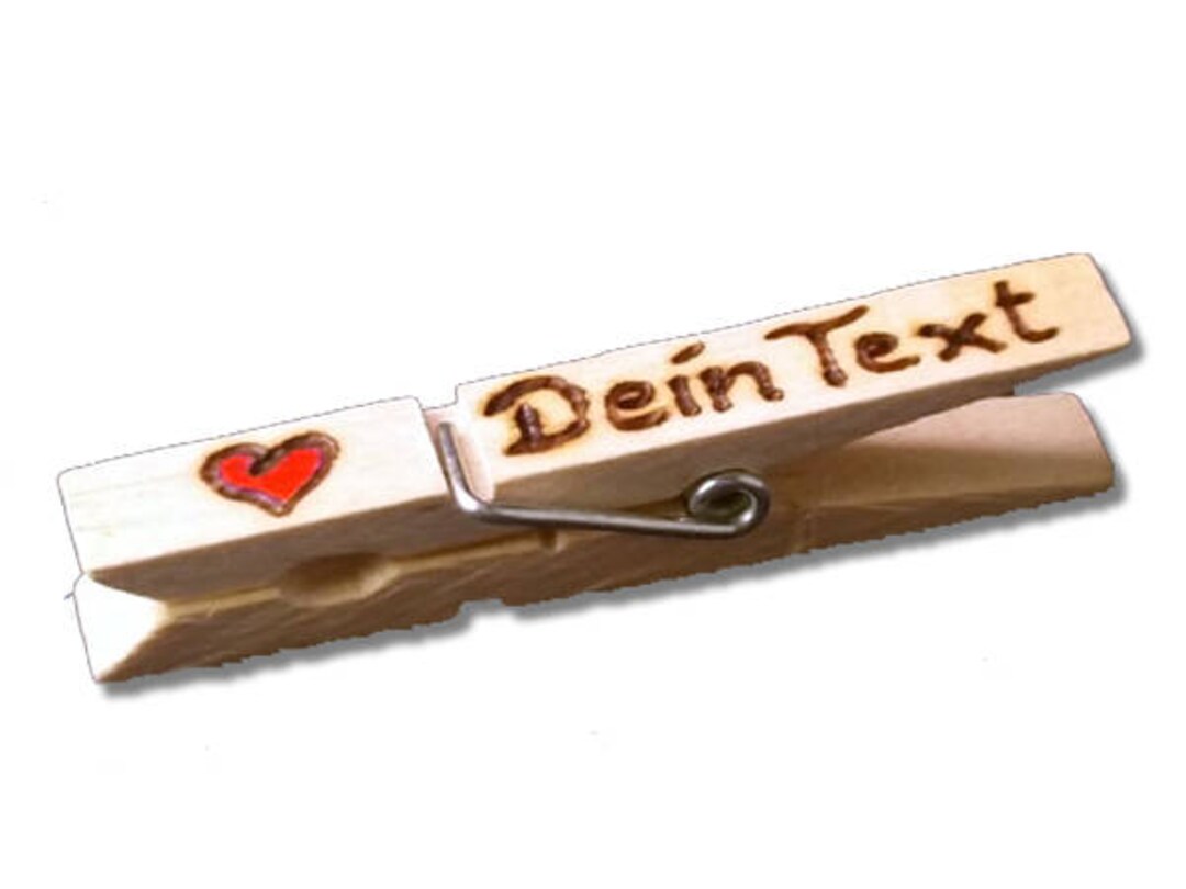 3 Glubbal Wäscheklammern Mit Herz | Individuell Beschriftbar | Für Volksfest & Hochzeit