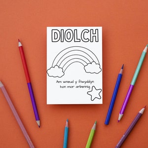 Cerdyn Diolch athro/athrawes/Cymhorthydd addysgu argraffu a lliwiwch eich hun | Cartão de agradecimento do professor para impressão Digital Download colorido em