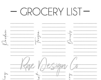 Simple basic grocery list PRINTABLE