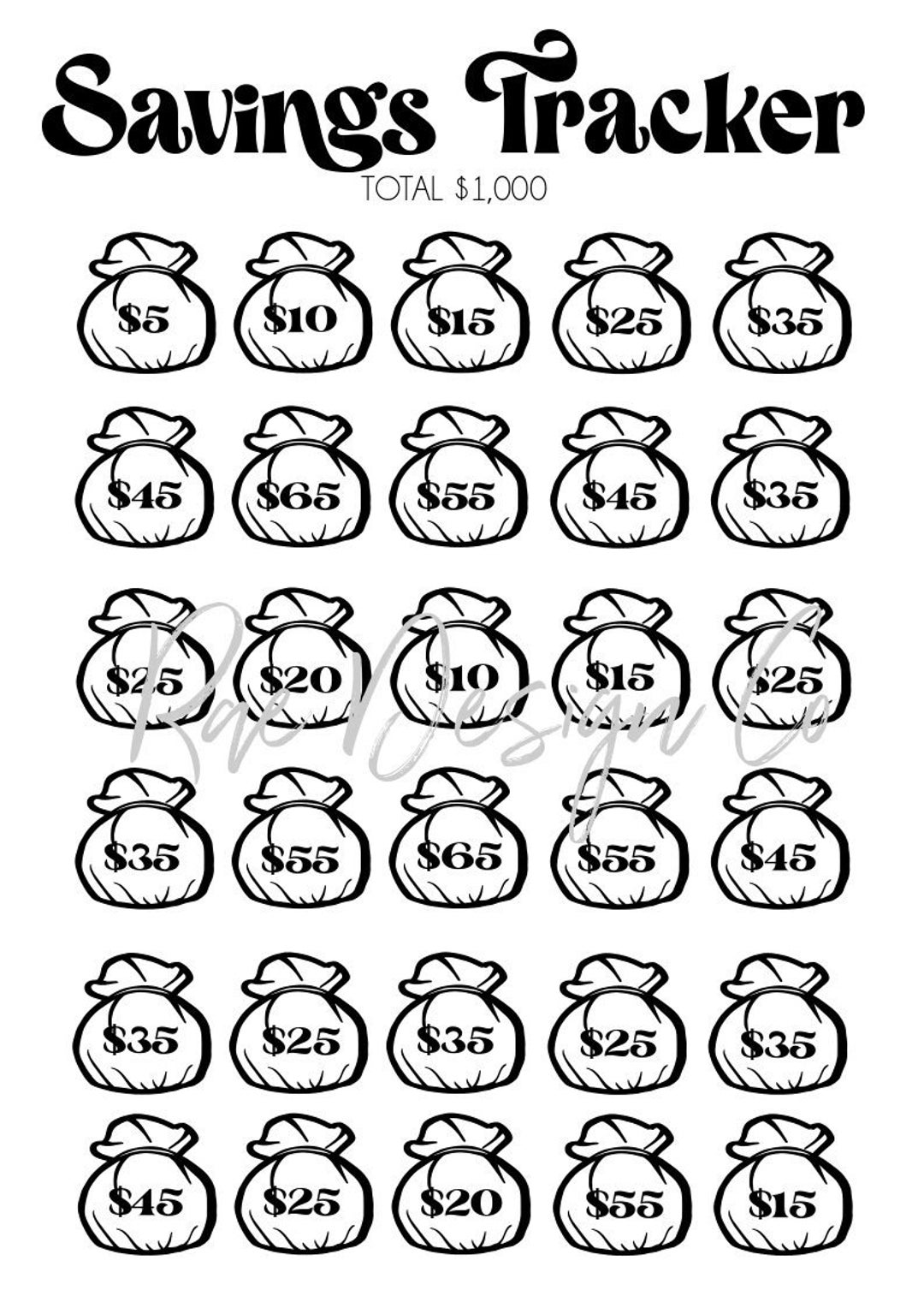 Money Savings Tracker PRINTABLE - Etsy