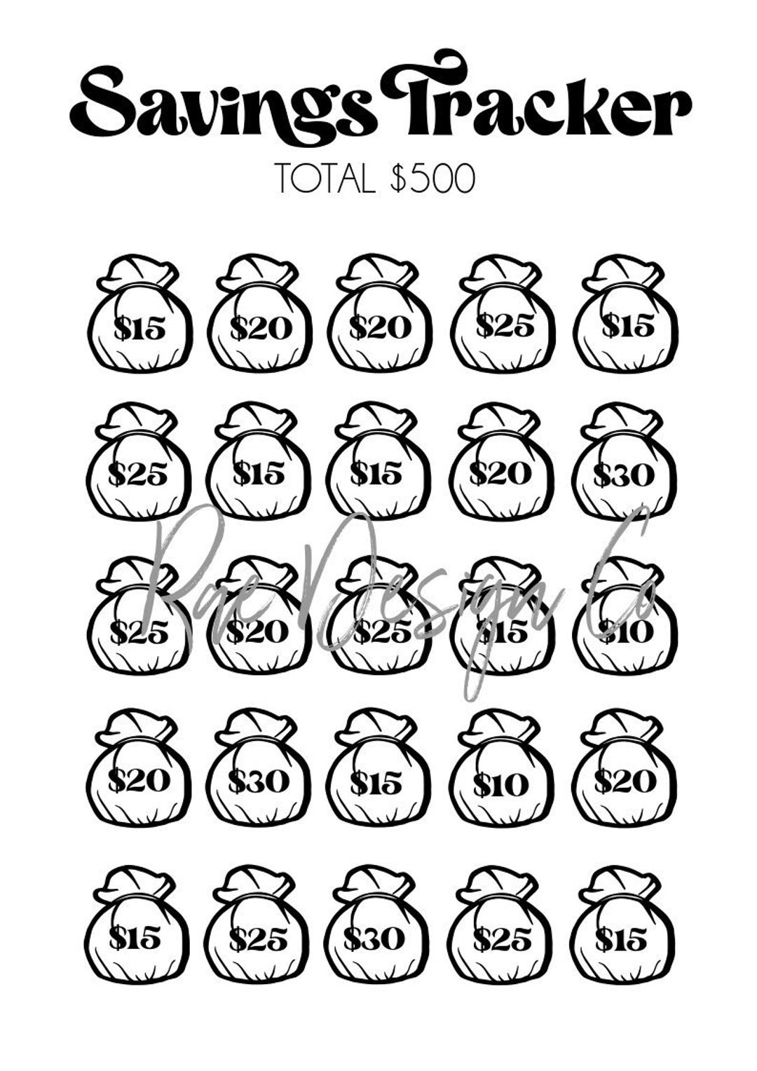 Money Savings Tracker PRINTABLE - Etsy