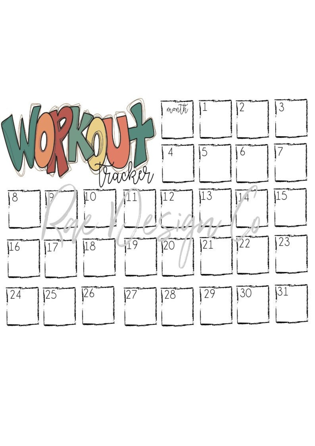 Workout Tracker PRINTABLE - Etsy