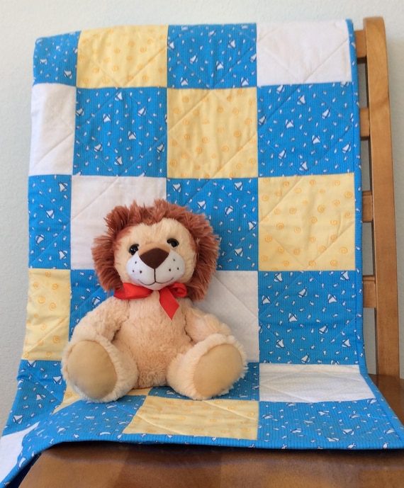 Toddler Quilt Handmade Baby Quilt Baby Blanket Sailboat Baby Quilt Baby Christmas Baby Shower Gift Nursery Bedding Baby Boy Quilt