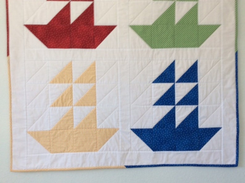 Toddler Quilt Handmade Baby Quilt Baby Blanket Sailboat Baby Quilt Baby Christmas Baby Shower Gift Nursery Bedding Baby Boy Quilt