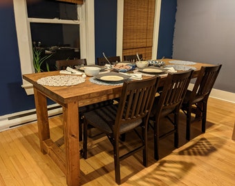Rustic Farmer's Handmade Solid White Oak Dining Table, product details, and delivery regions are within the product description