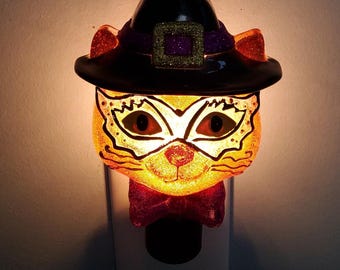 Veilleuse chat d'Halloween