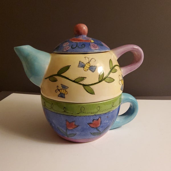 Birds and Bees -Tea for One Teapot and Cup