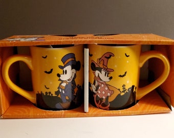 Disney Mickey and Minnie Mouse Halloween Mug Set - NEW