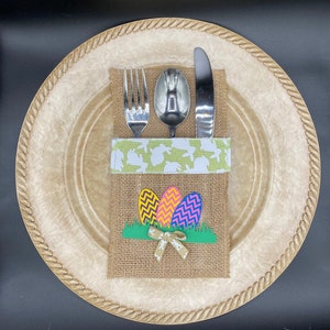 Spring Time Burlap Silverware Holder