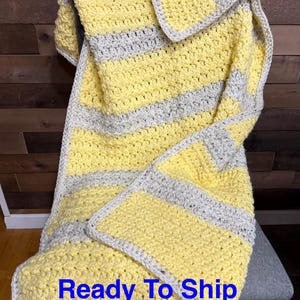 Handmade Crochet Blanket, Bulky Cozy Lapghan, Couch Throw
